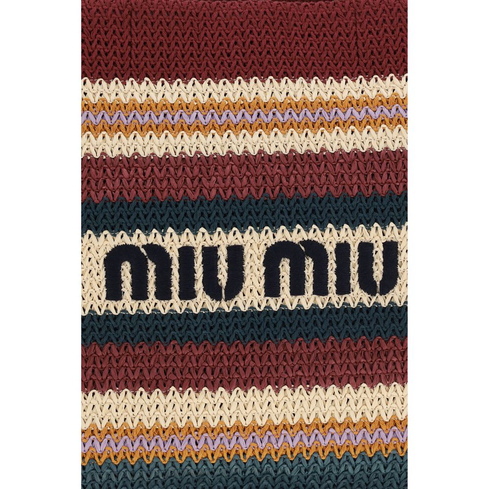 Miu Miu – Tote bag en raphia tressé avec logo brodé