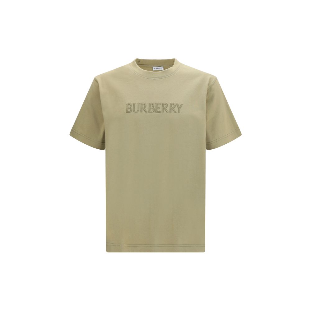 Burberry — T-shirt en coton bicolore avec logo brodé ton sur ton