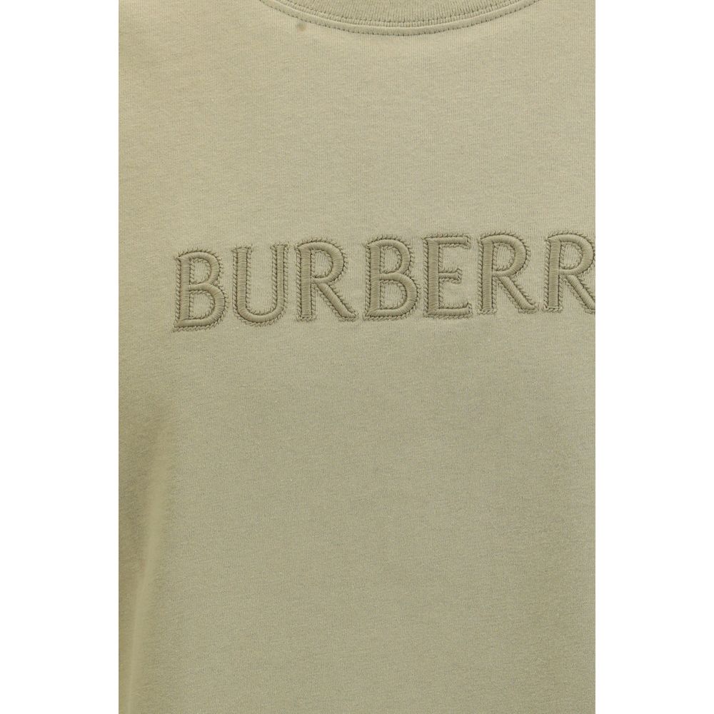 Burberry — T-shirt en coton bicolore avec logo brodé ton sur ton