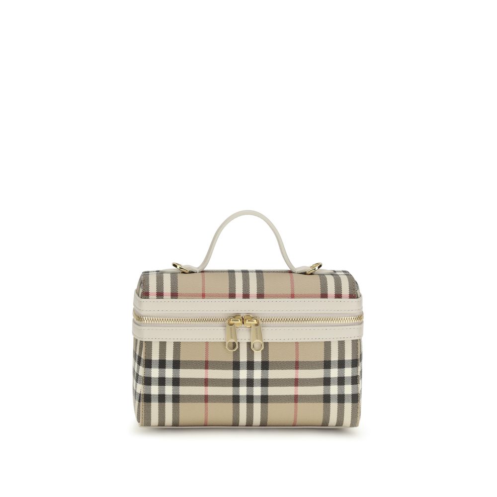 Burberry — Sac Vanity Check en toile enduite multicolore avec finitions cuir