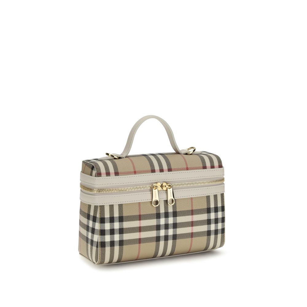 Burberry — Sac Vanity Check en toile enduite multicolore avec finitions cuir