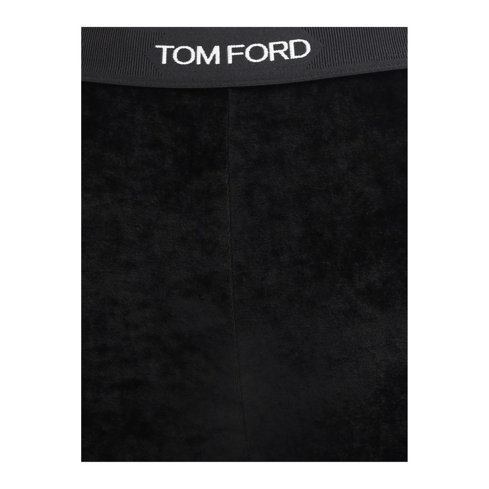 Tom Ford — Legging en triacétate noir effet velours avec monogramme
