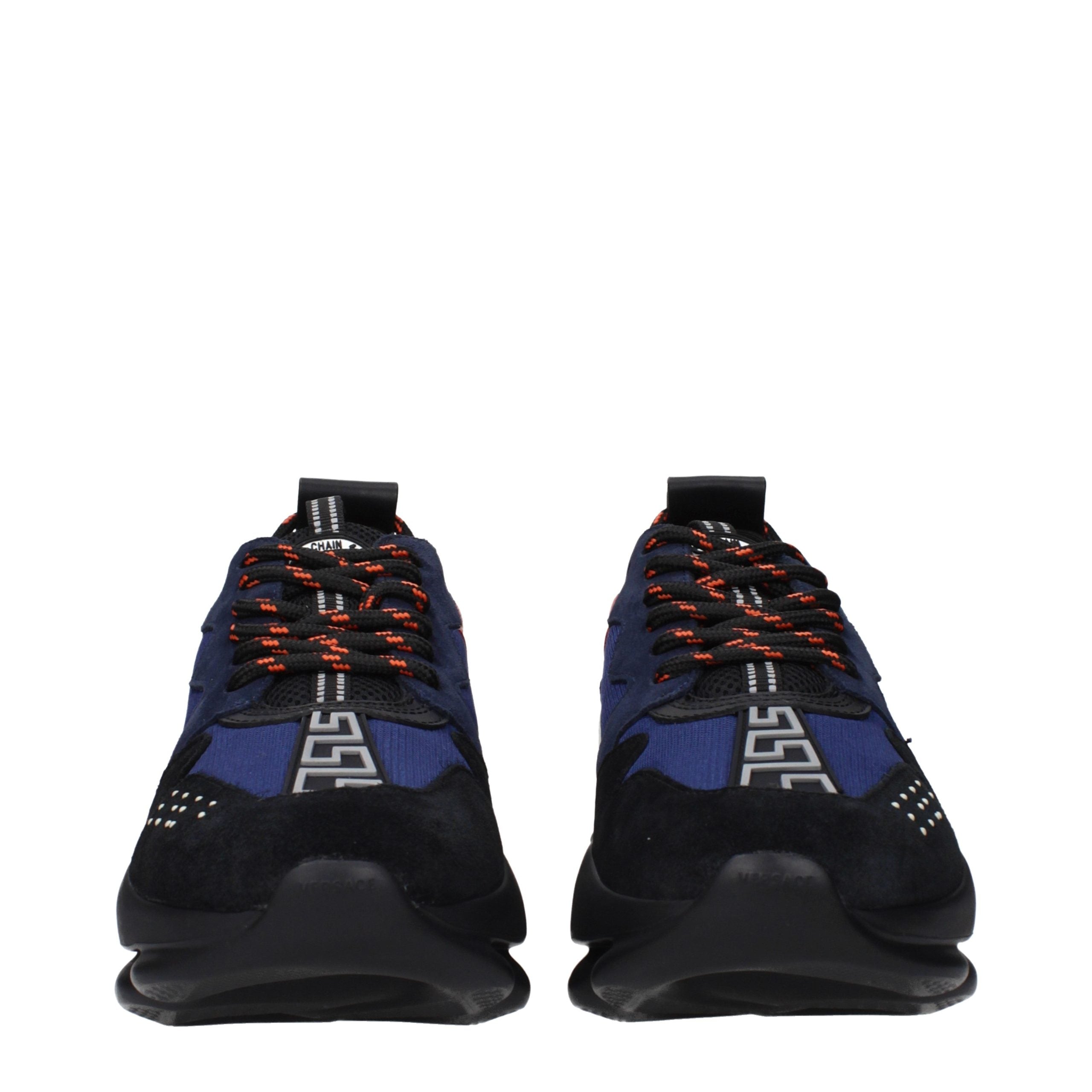 Versace – Sneakers en tissu bleu effet vintage