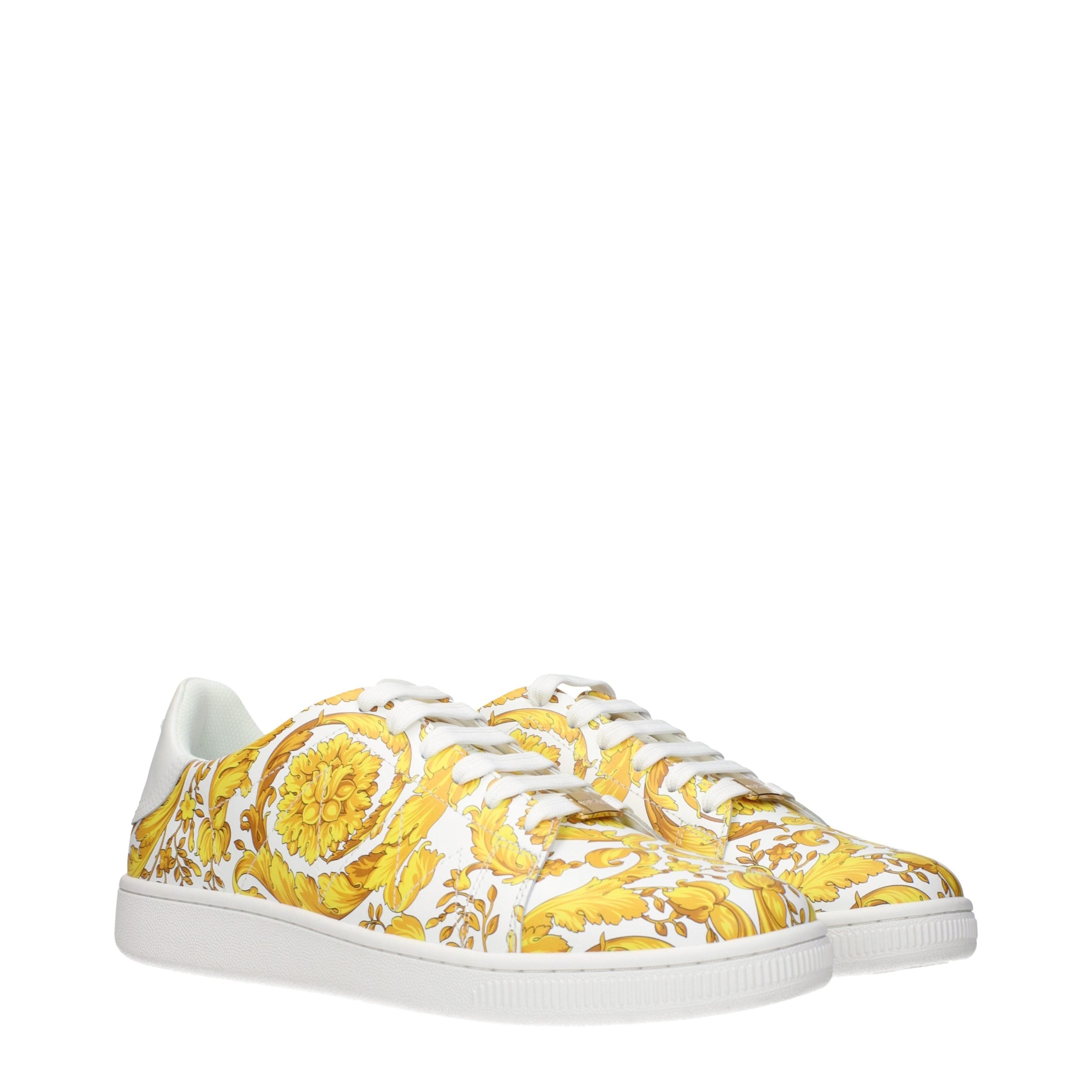 Versace – Sneakers en cuir blanc avec logo frontal