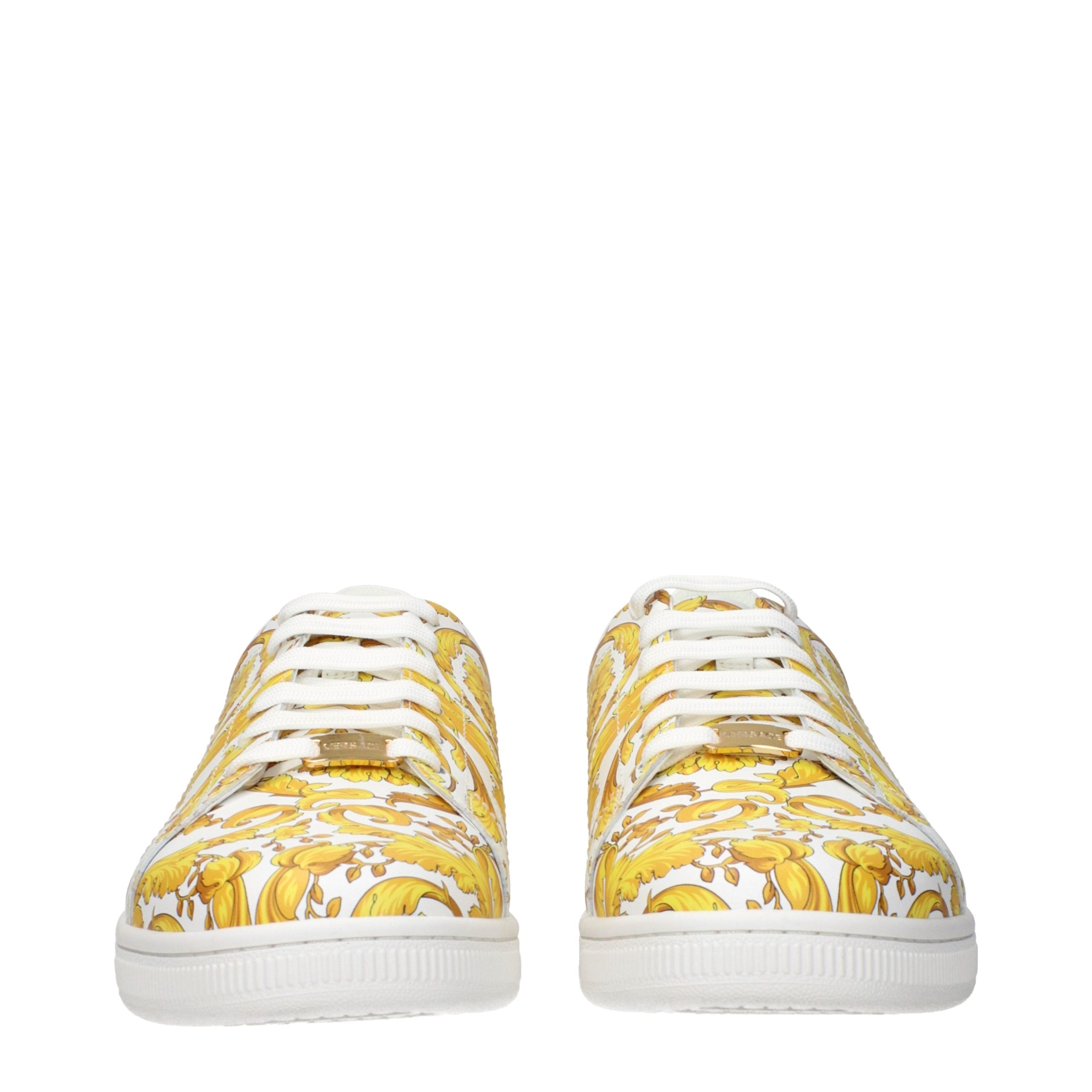 Versace – Sneakers en cuir blanc avec logo frontal