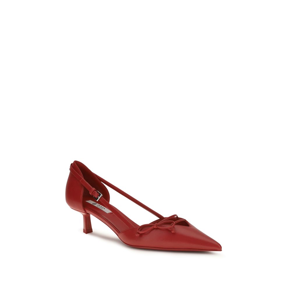 Prada – Escarpins side-cut en cuir avec détail nœud