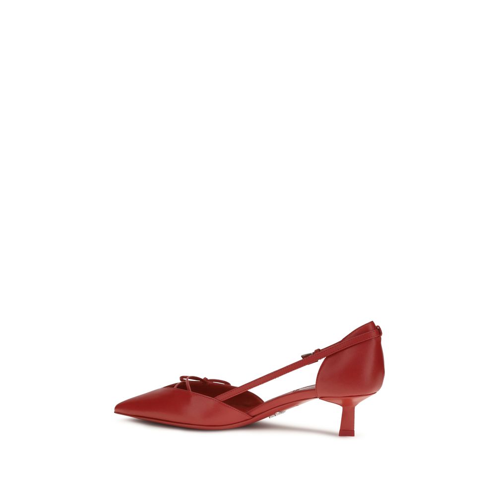 Prada – Escarpins side-cut en cuir avec détail nœud