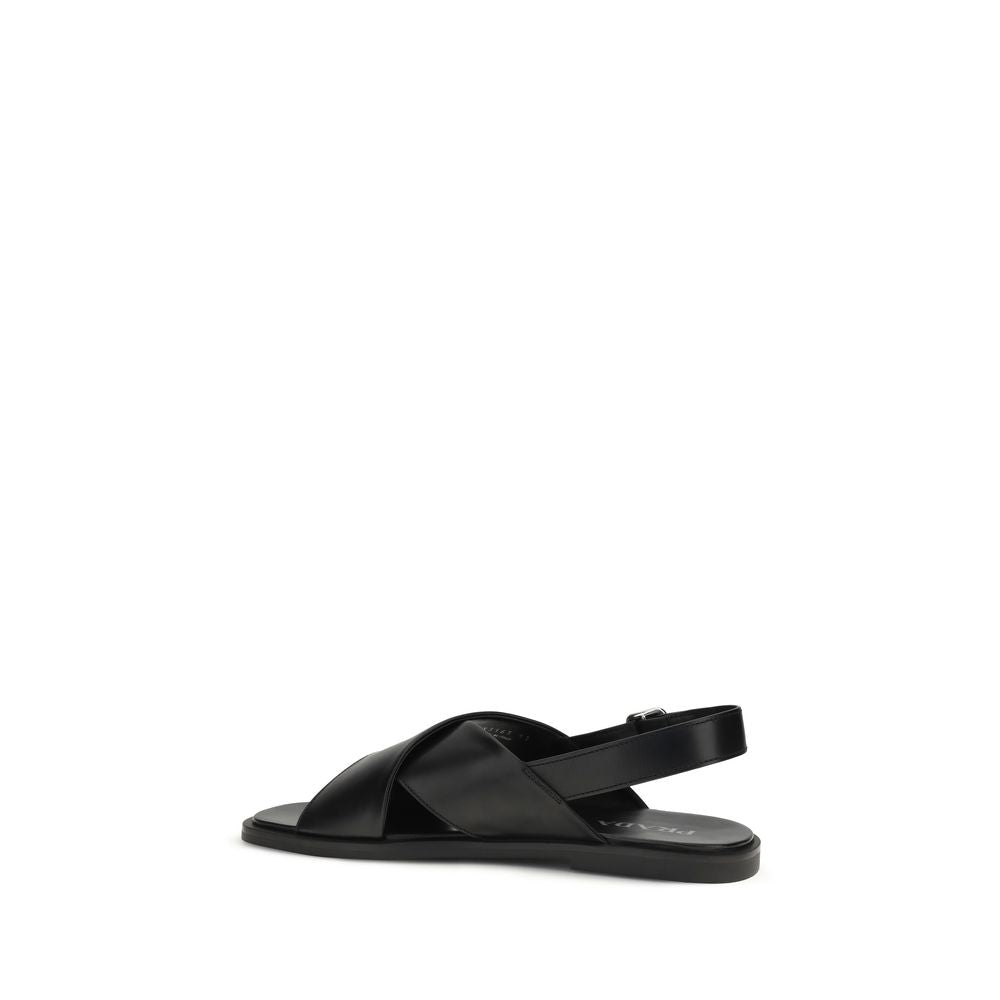 Prada – Sandales Saffiano Criss-Cross en cuir