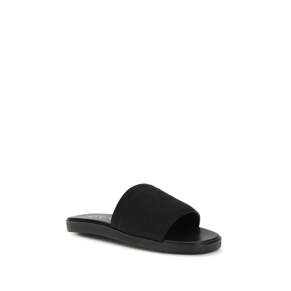 Gucci – Slides en tissu jacquard avec logo ton sur ton