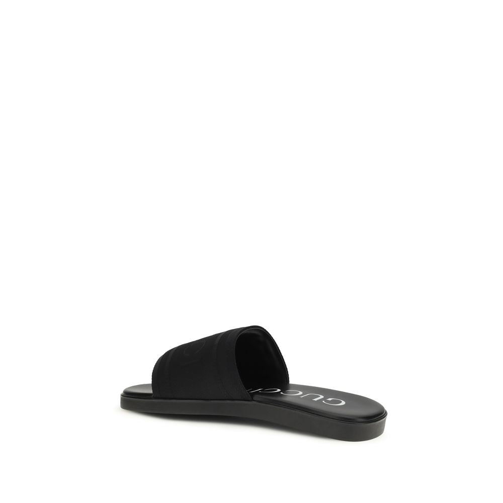 Gucci – Slides en tissu jacquard avec logo ton sur ton