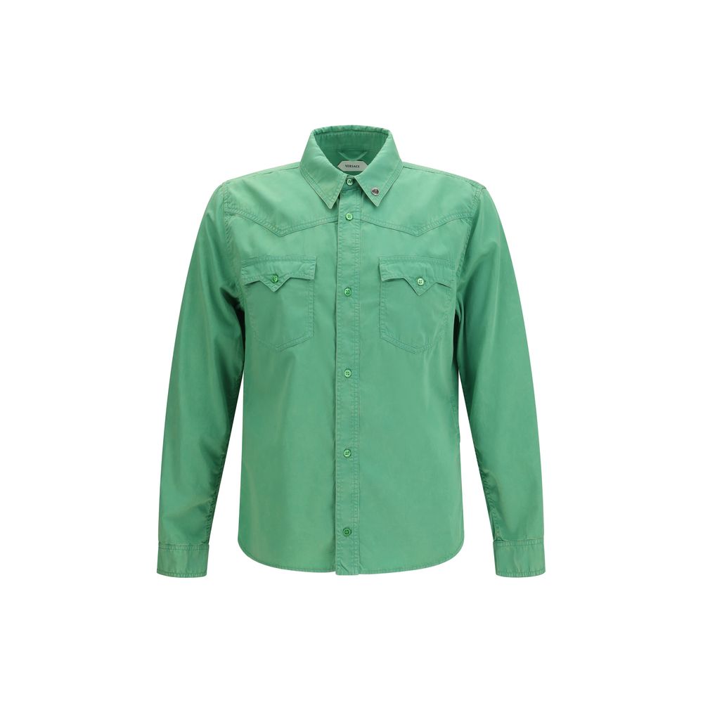 Versace – Chemise manches courtes en coton bicolore