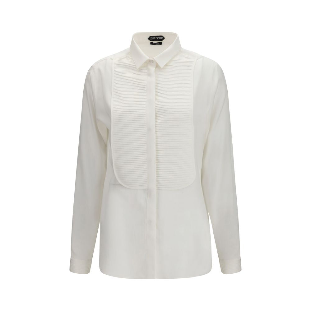 Tom Ford – Chemise tuxedo en soie avec plastron plissé