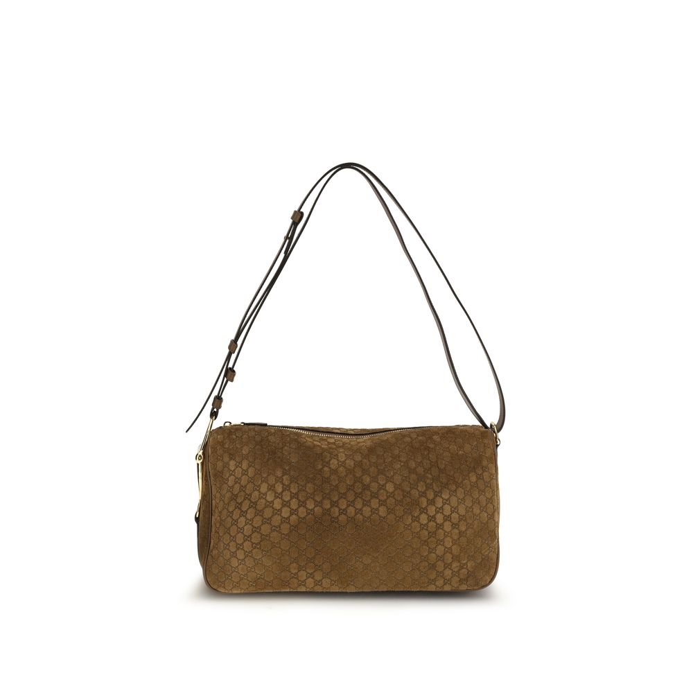 Gucci – Sac porté épaule Half Horsebit en cuir de veau marron