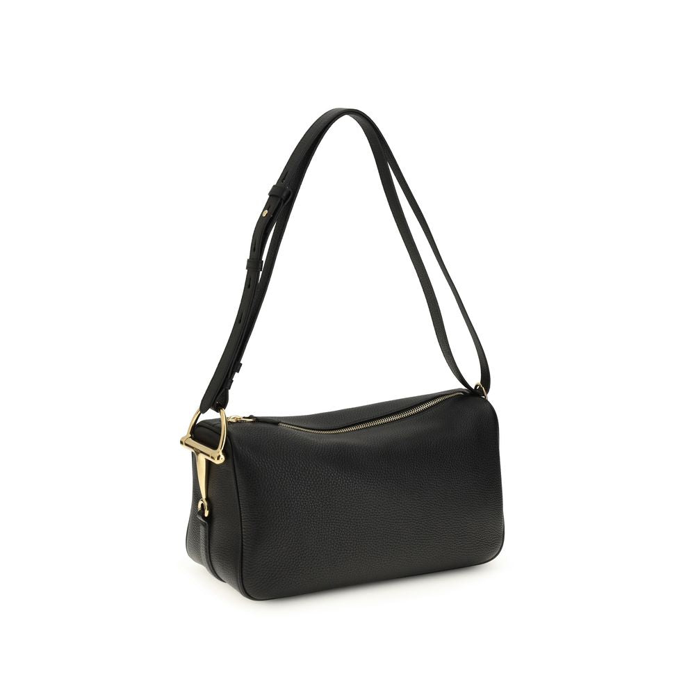Gucci – Sac porté épaule Half Horsebit en daim GG