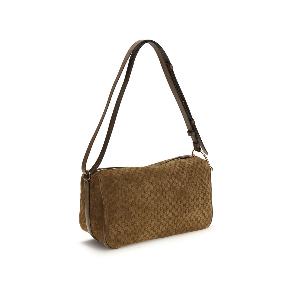 Gucci – Sac porté épaule Half Horsebit en cuir de veau marron