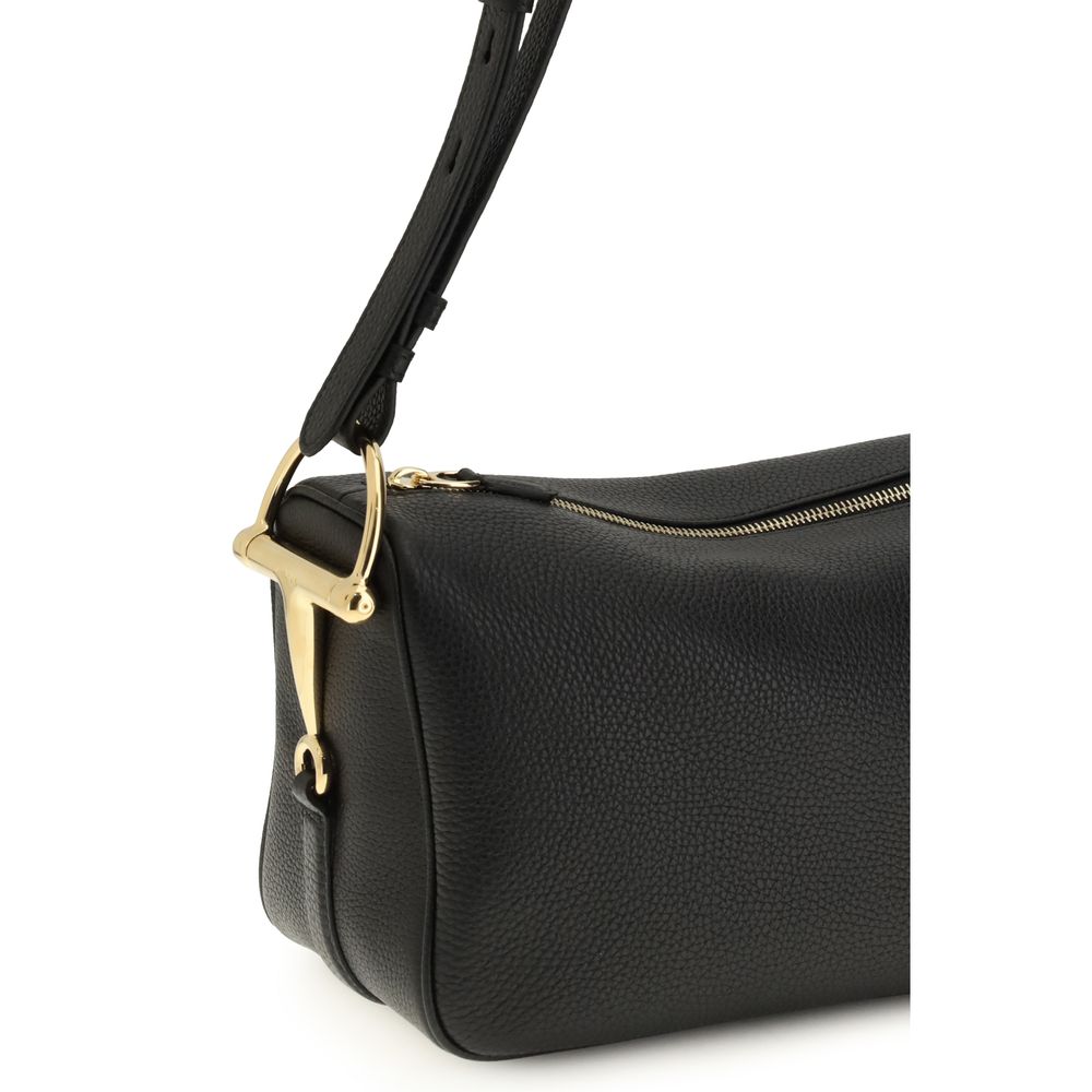 Gucci – Sac porté épaule Half Horsebit en daim GG