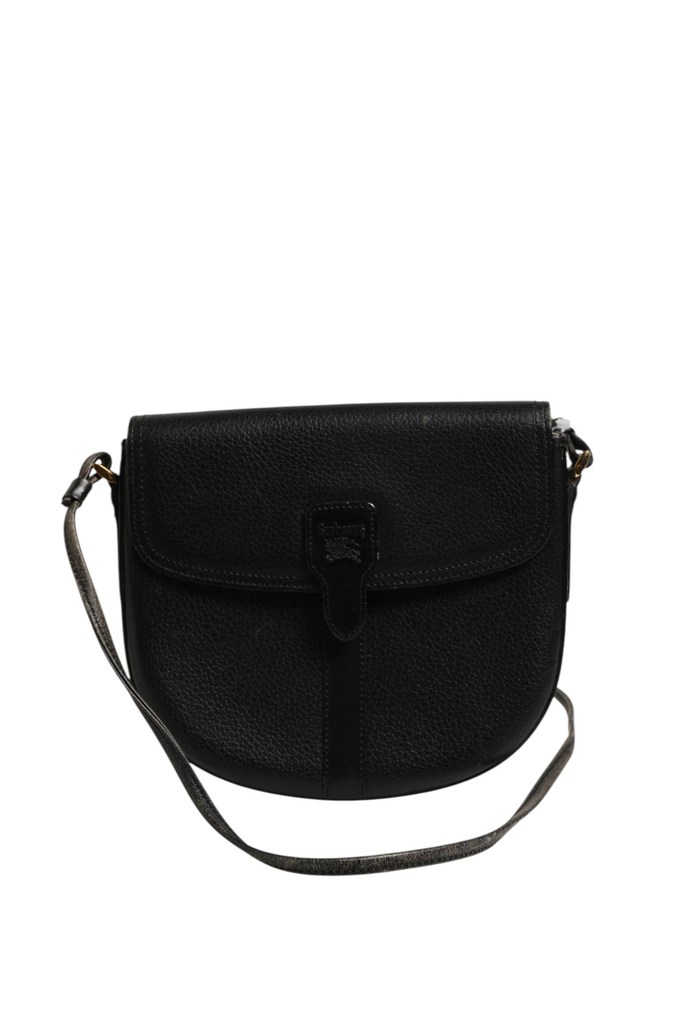 Sac crossbody en cuir noir et doré avec logo