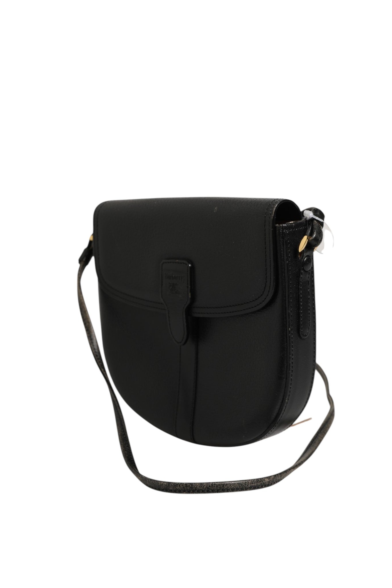 Sac crossbody en cuir noir et doré avec logo