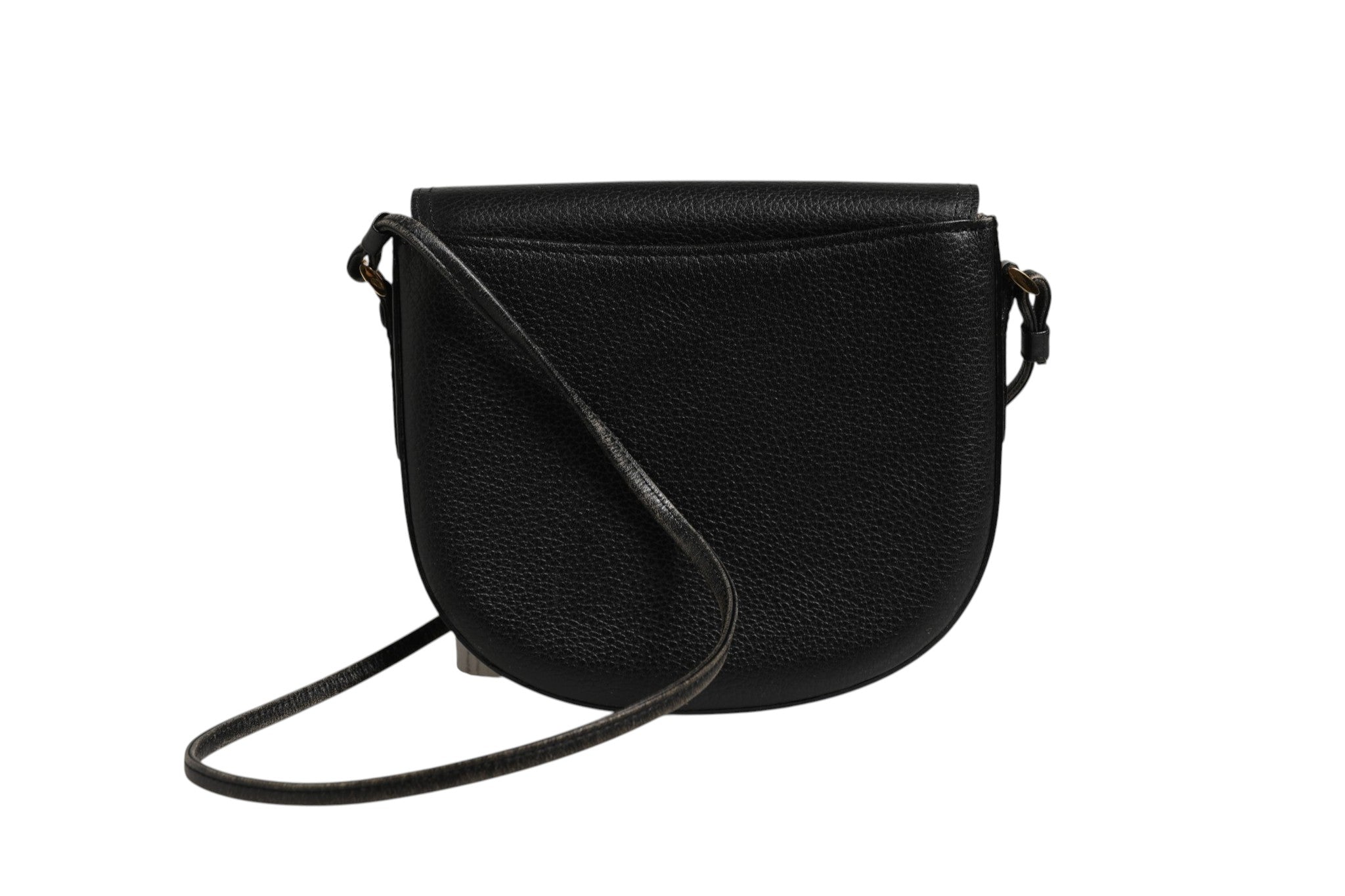 Sac crossbody en cuir noir et doré avec logo