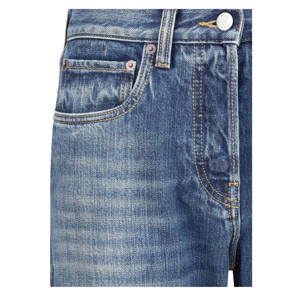 Prada – Jean straight fit en coton avec patch logo