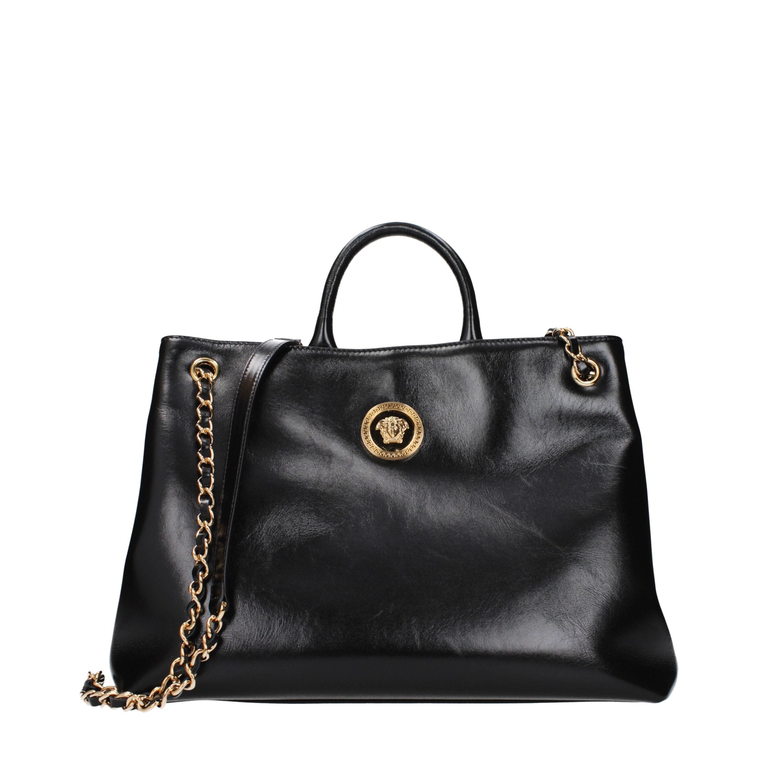 Versace – Sac à main en cuir noir effet vieilli