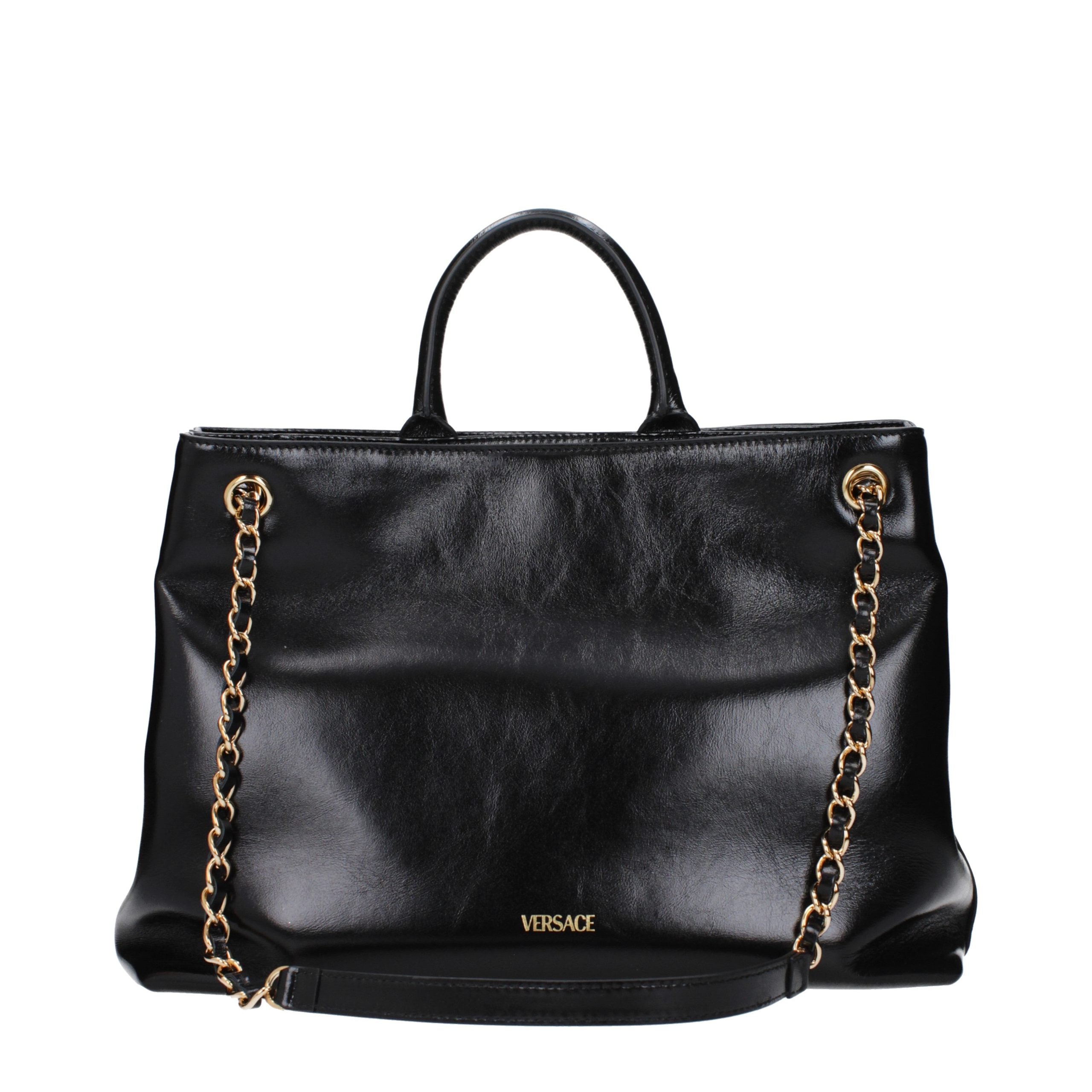Versace – Sac à main en cuir noir effet vieilli