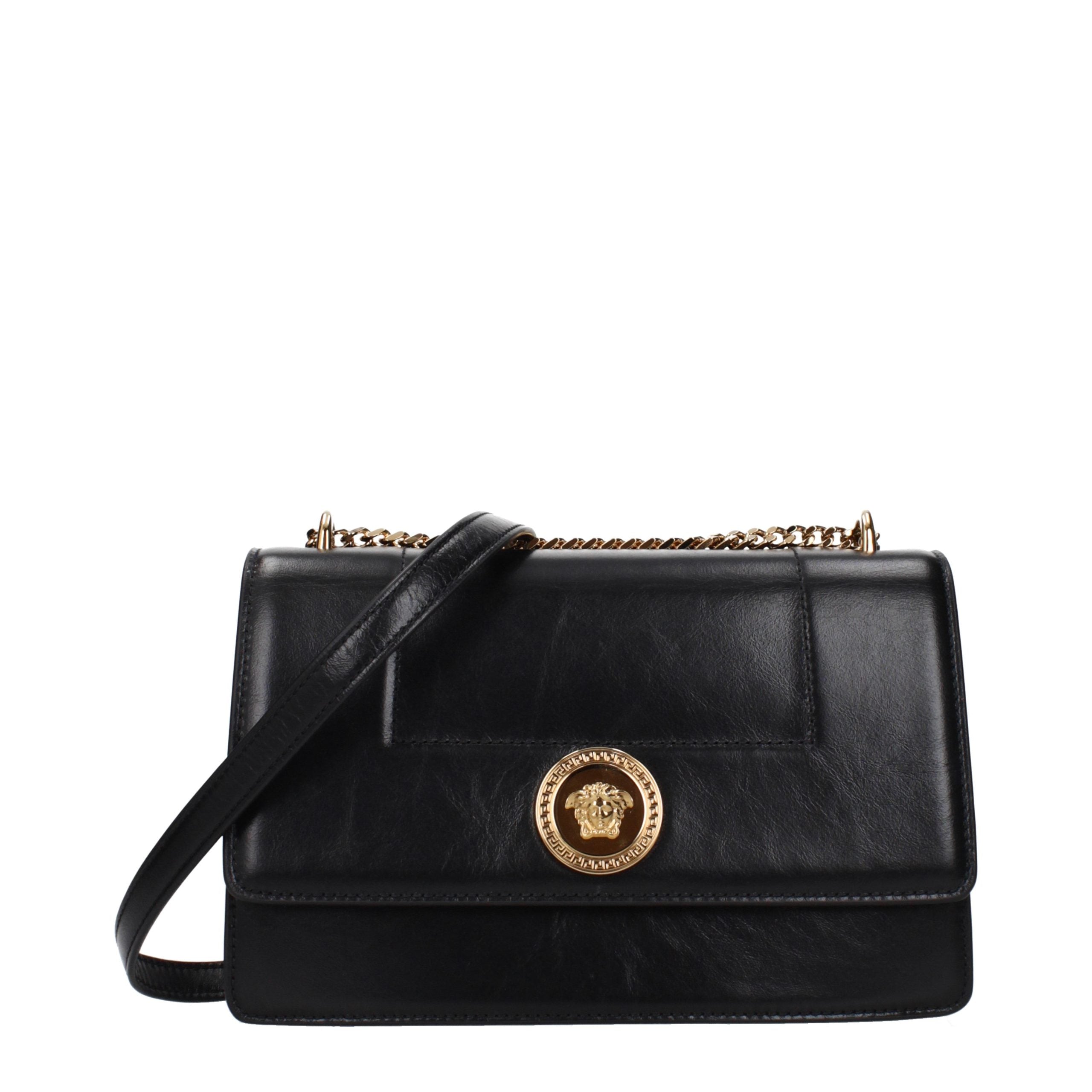 Versace – Sac crossbody en cuir noir effet vintage