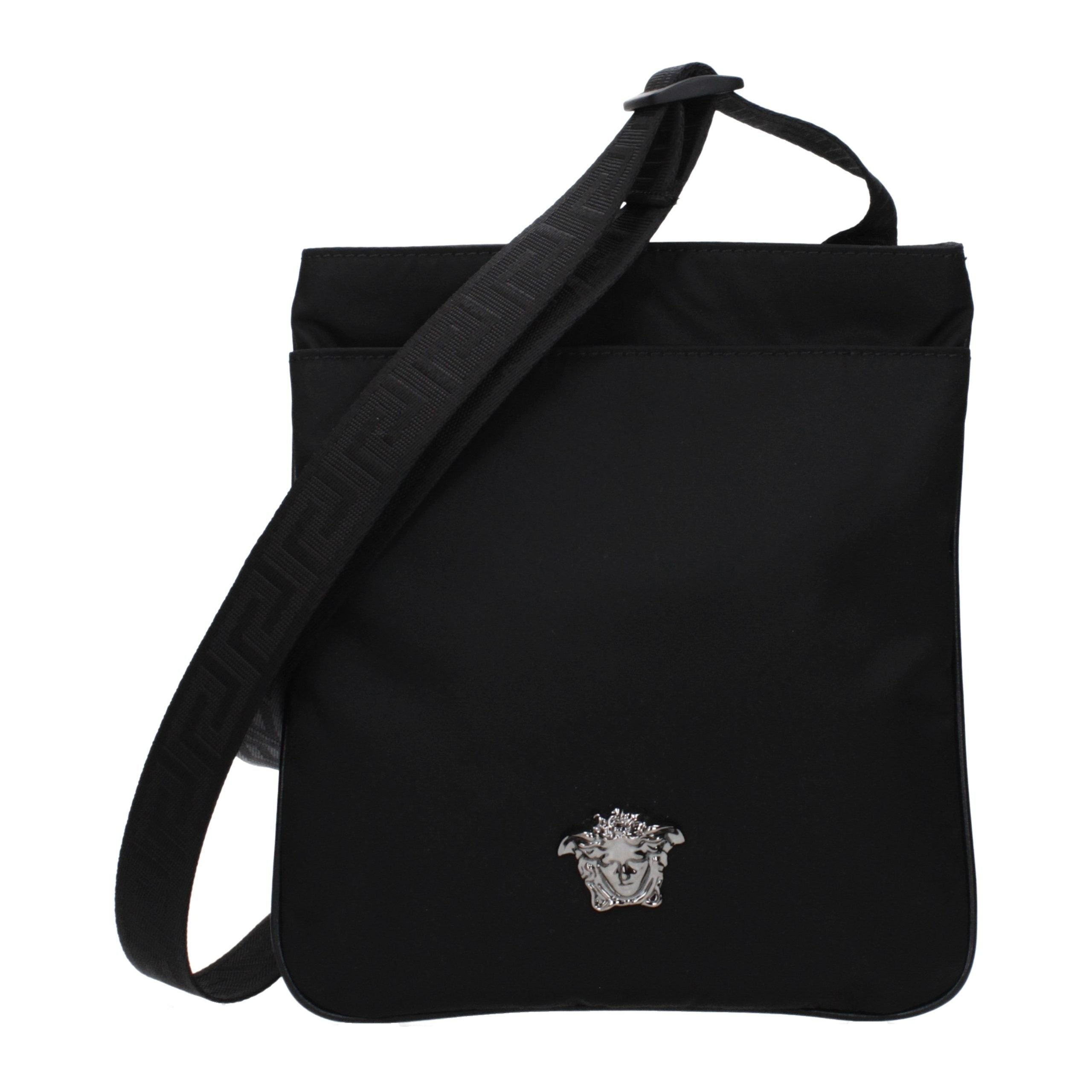 Versace – Sac crossbody en nylon noir avec détail frontal