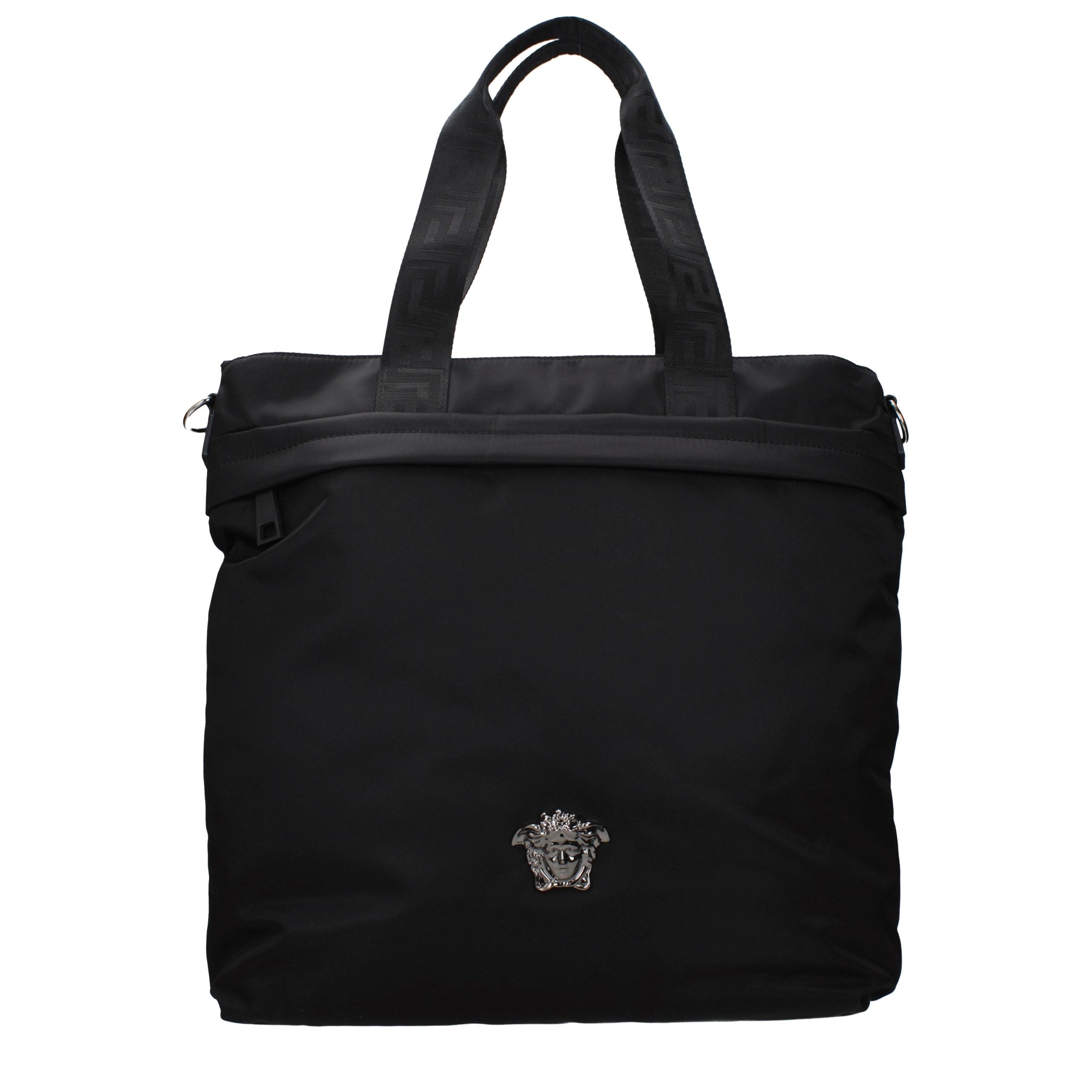 Versace – Sac porté épaule en nylon noir avec bandoulière ajustable