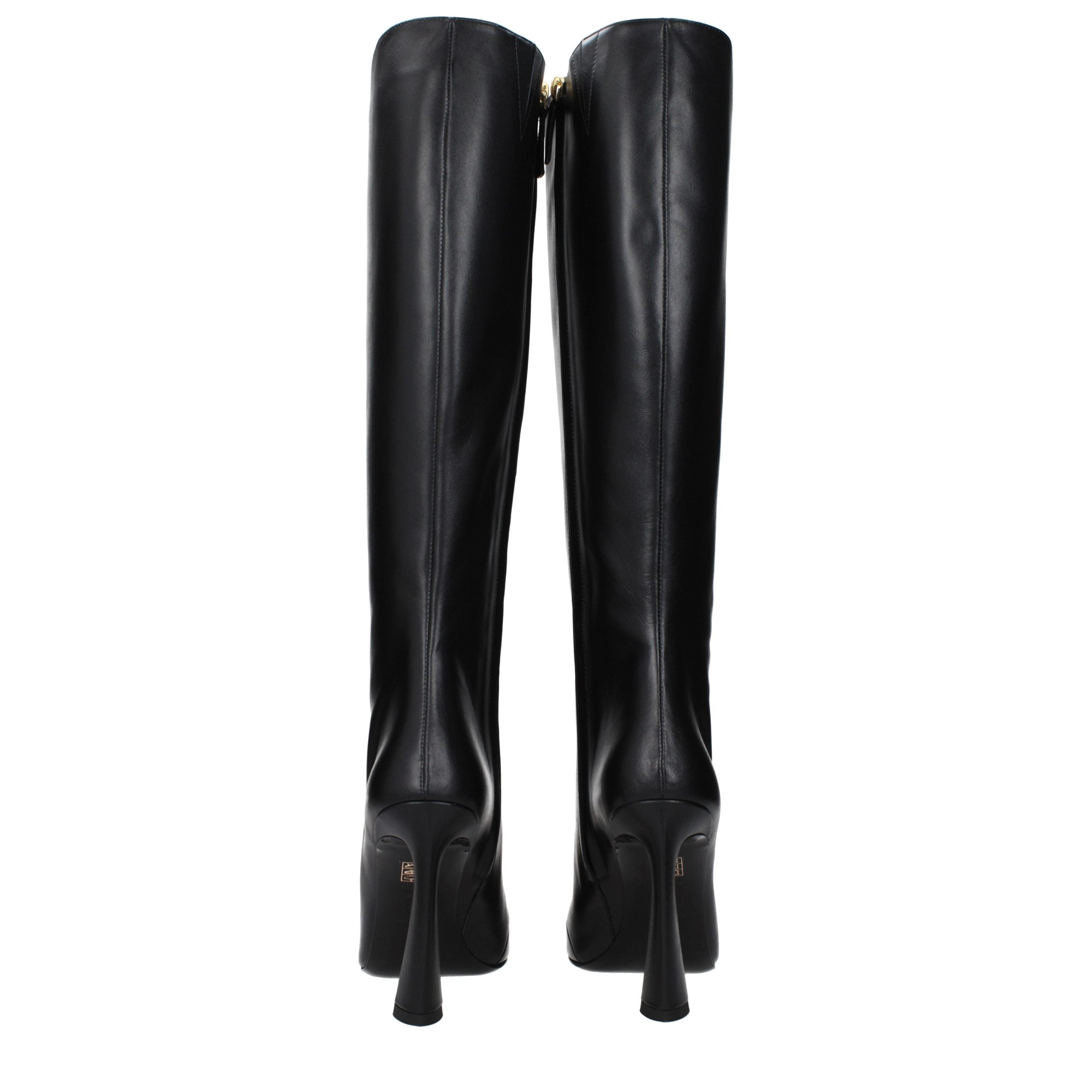Versace – Bottes en cuir noir effet vieilli