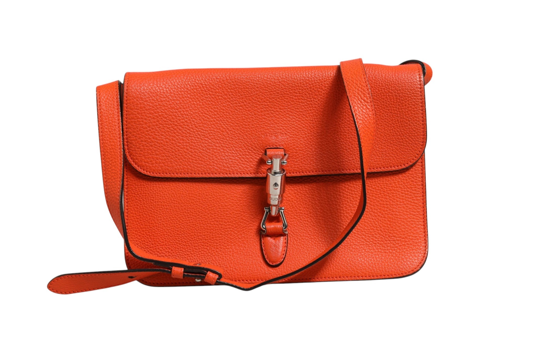 Sac porté épaule Jackie Soft Flap en cuir orange