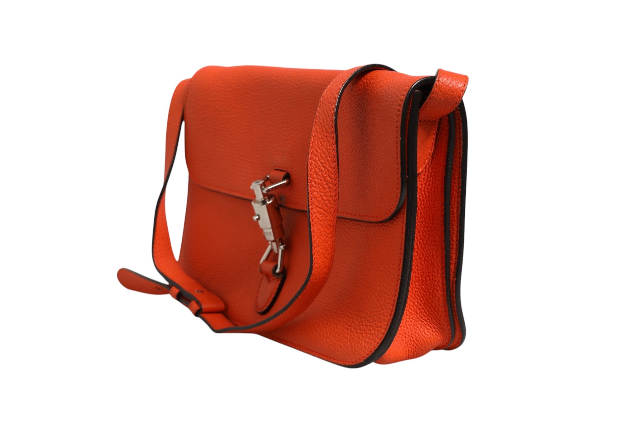 Sac porté épaule Jackie Soft Flap en cuir orange