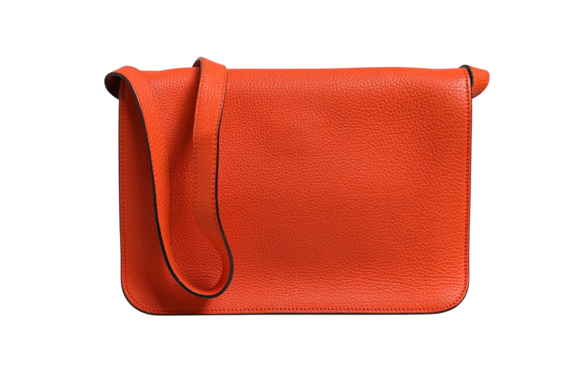 Sac porté épaule Jackie Soft Flap en cuir orange
