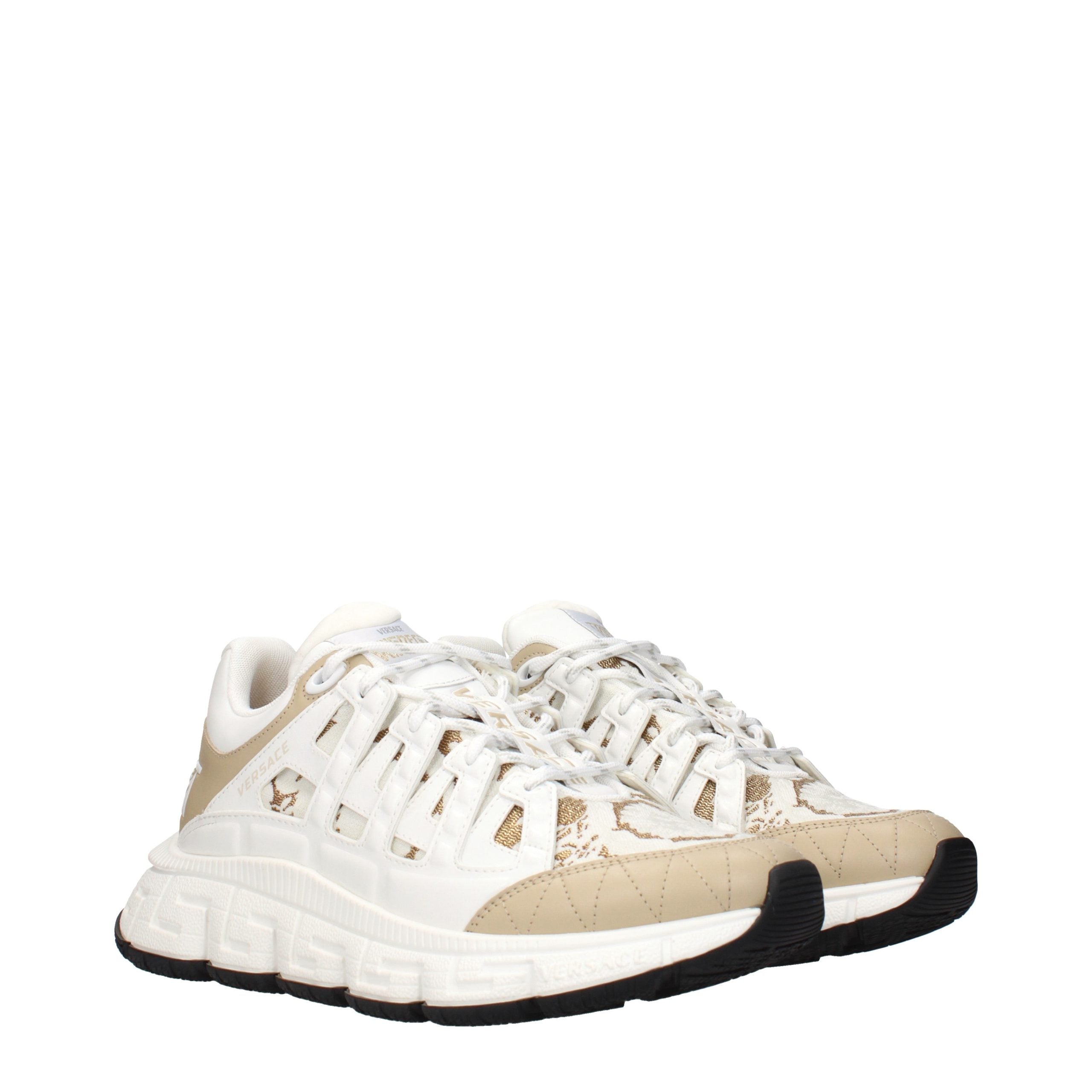 Versace – Sneakers en tissu blanc avec logos iconiques