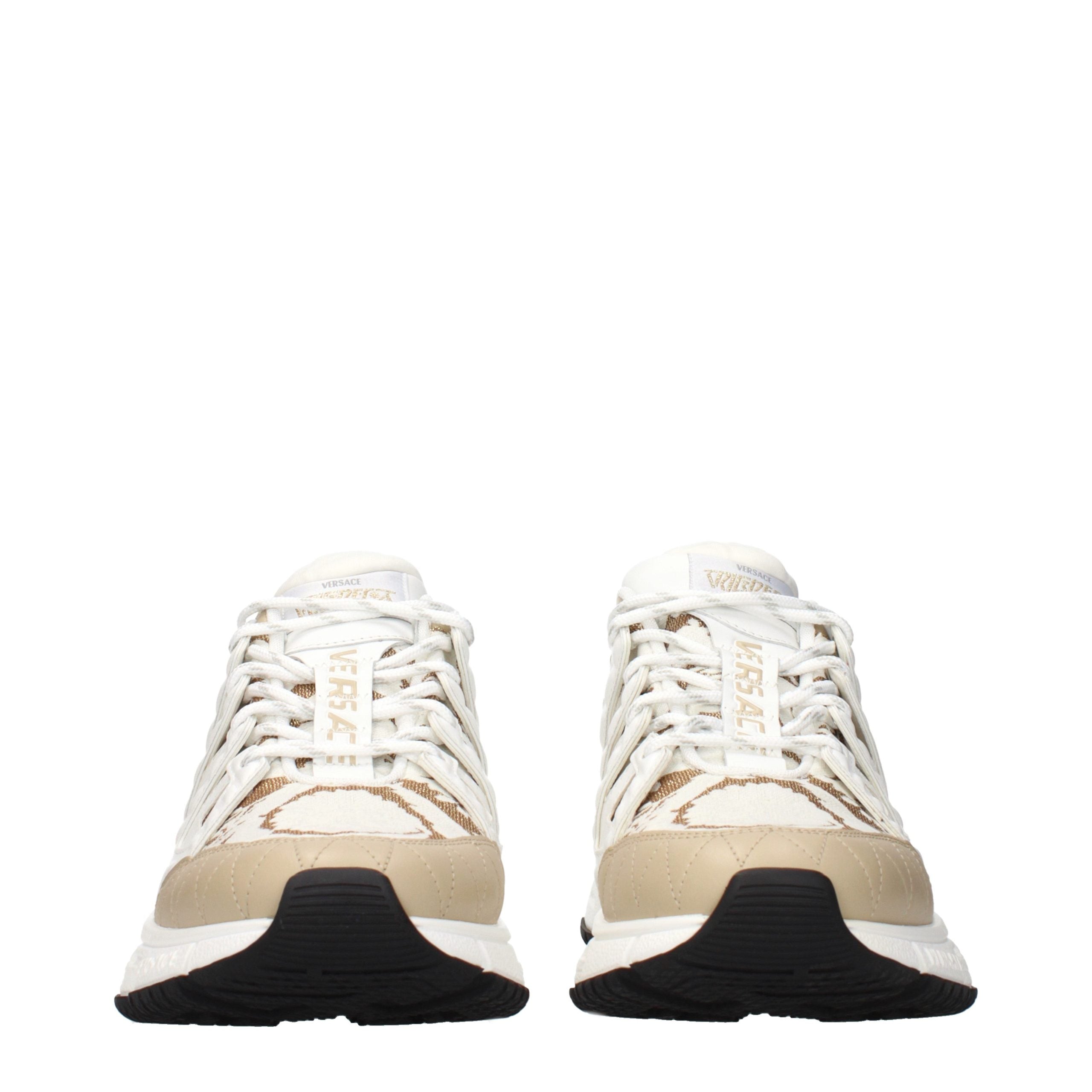 Versace – Sneakers en tissu blanc avec logos iconiques