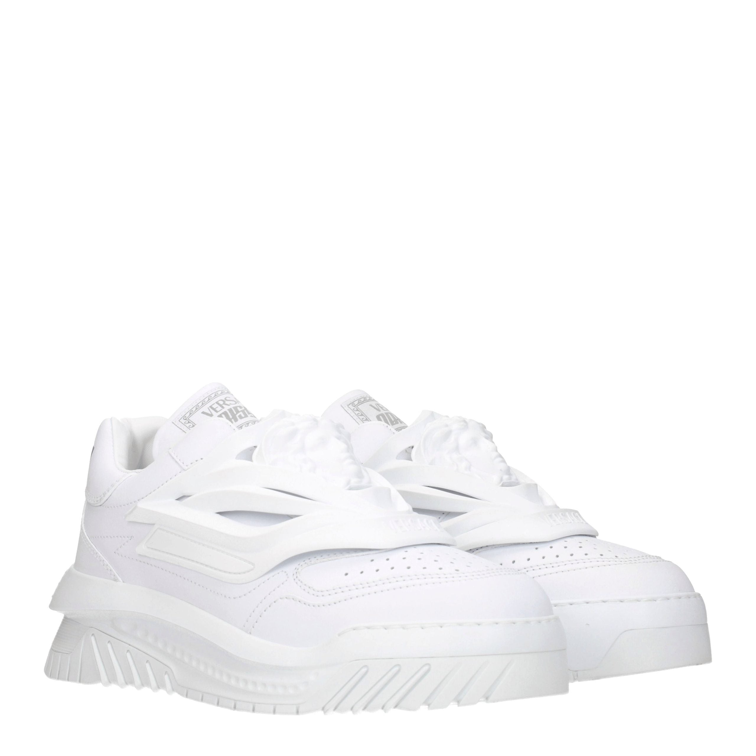 Versace – Sneakers en cuir blanc Sporty Glam
