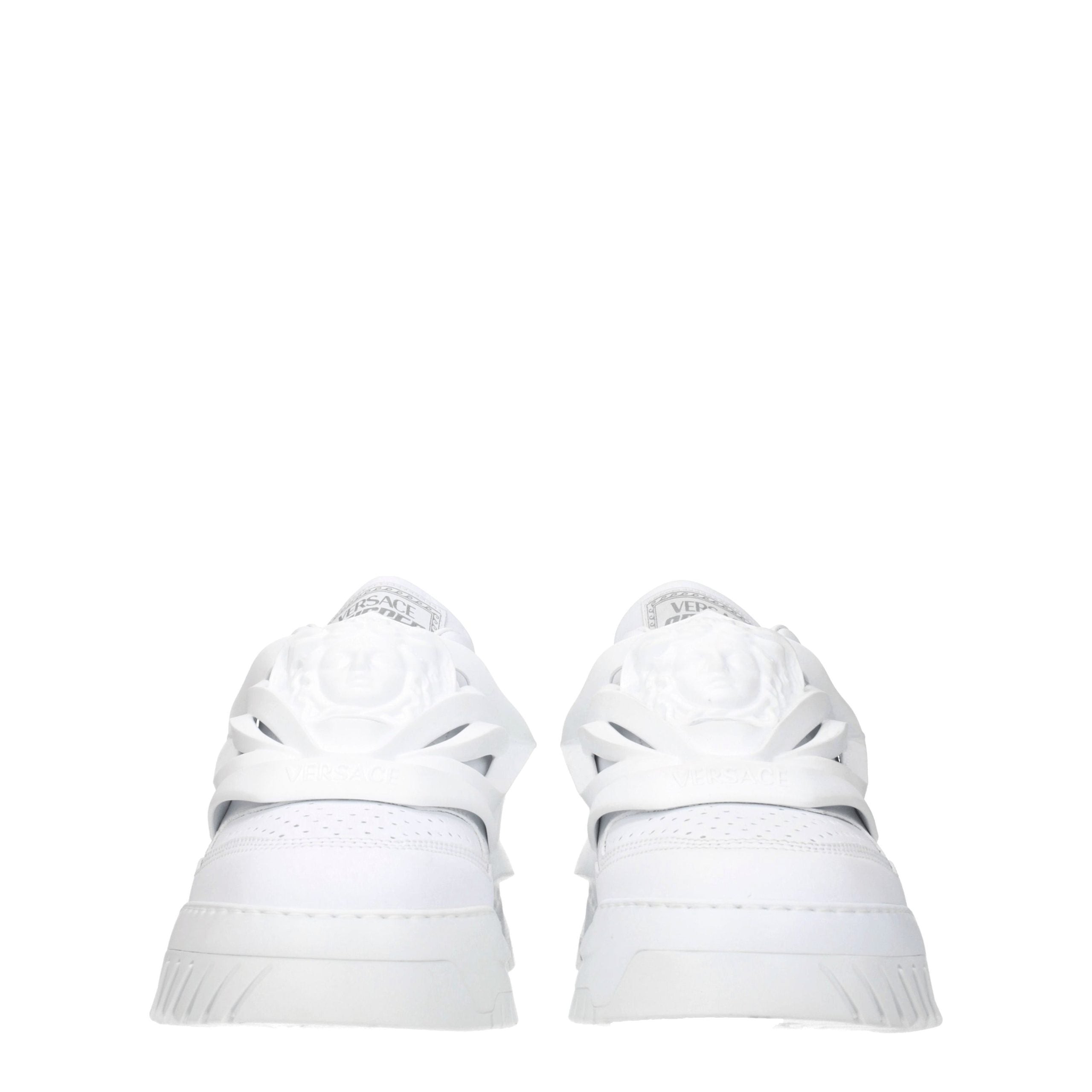 Versace – Sneakers en cuir blanc Sporty Glam