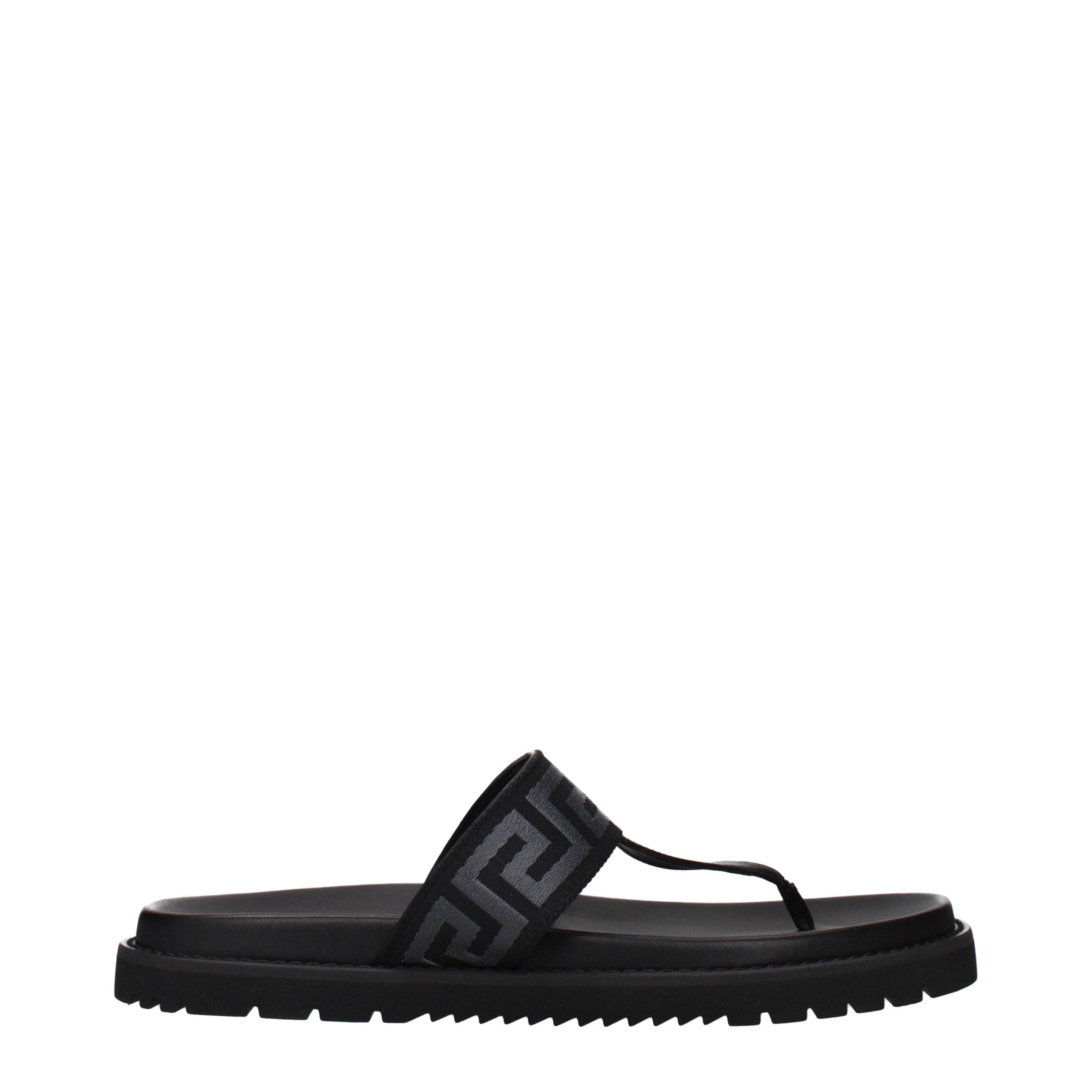Versace – Tongs en tissu noir