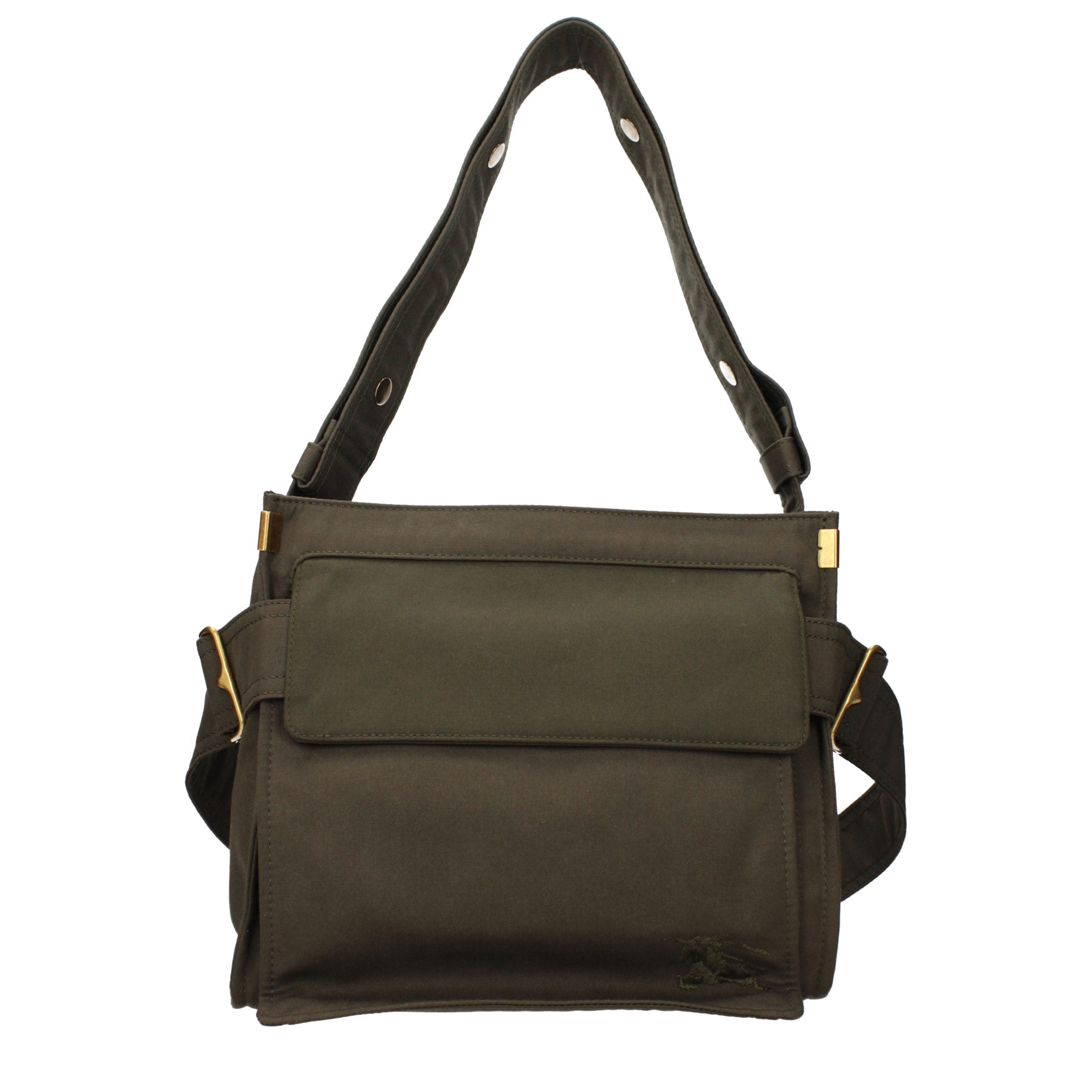 Burberry – Sac porté épaule en tissu vert avec logo frontal