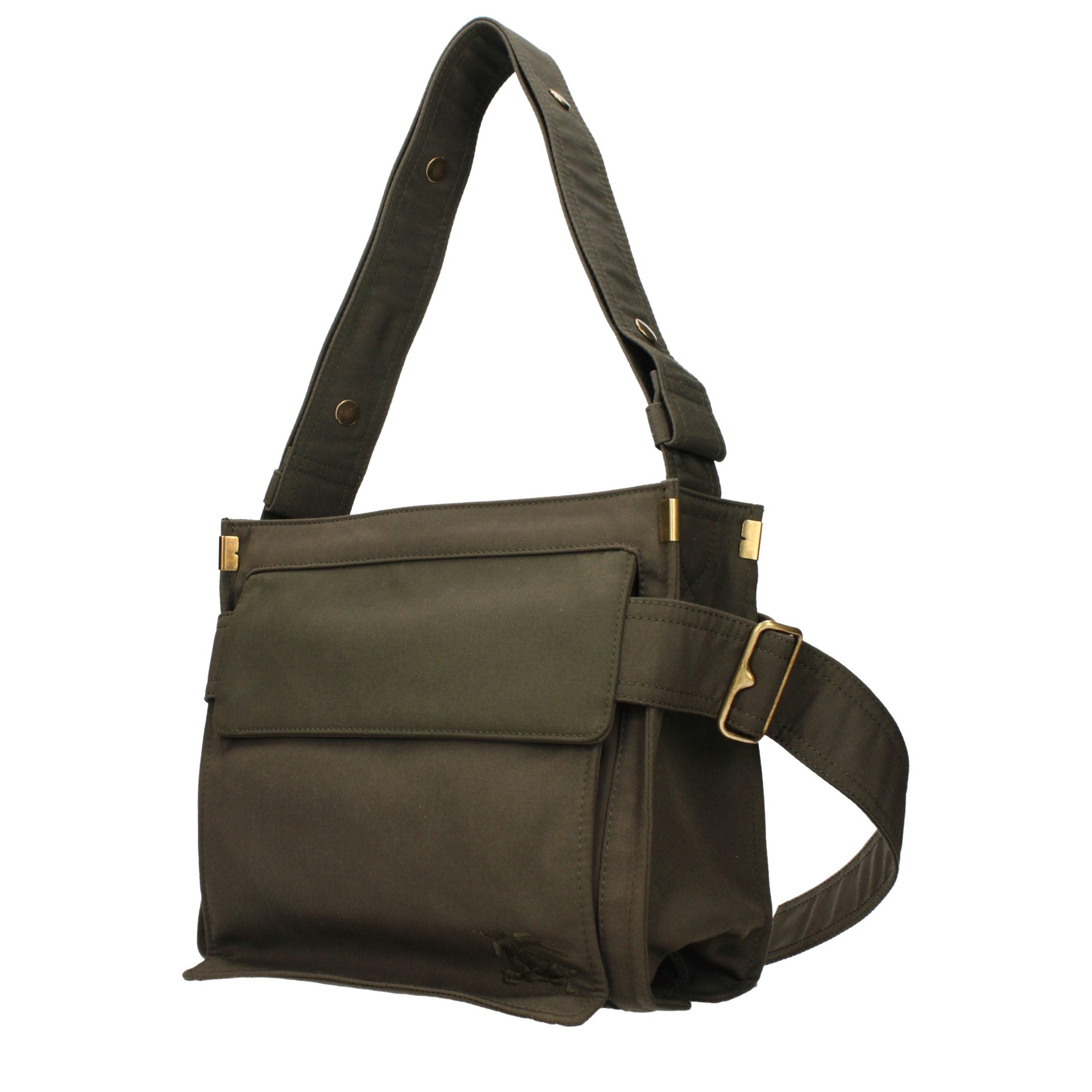 Burberry – Sac porté épaule en tissu vert avec logo frontal