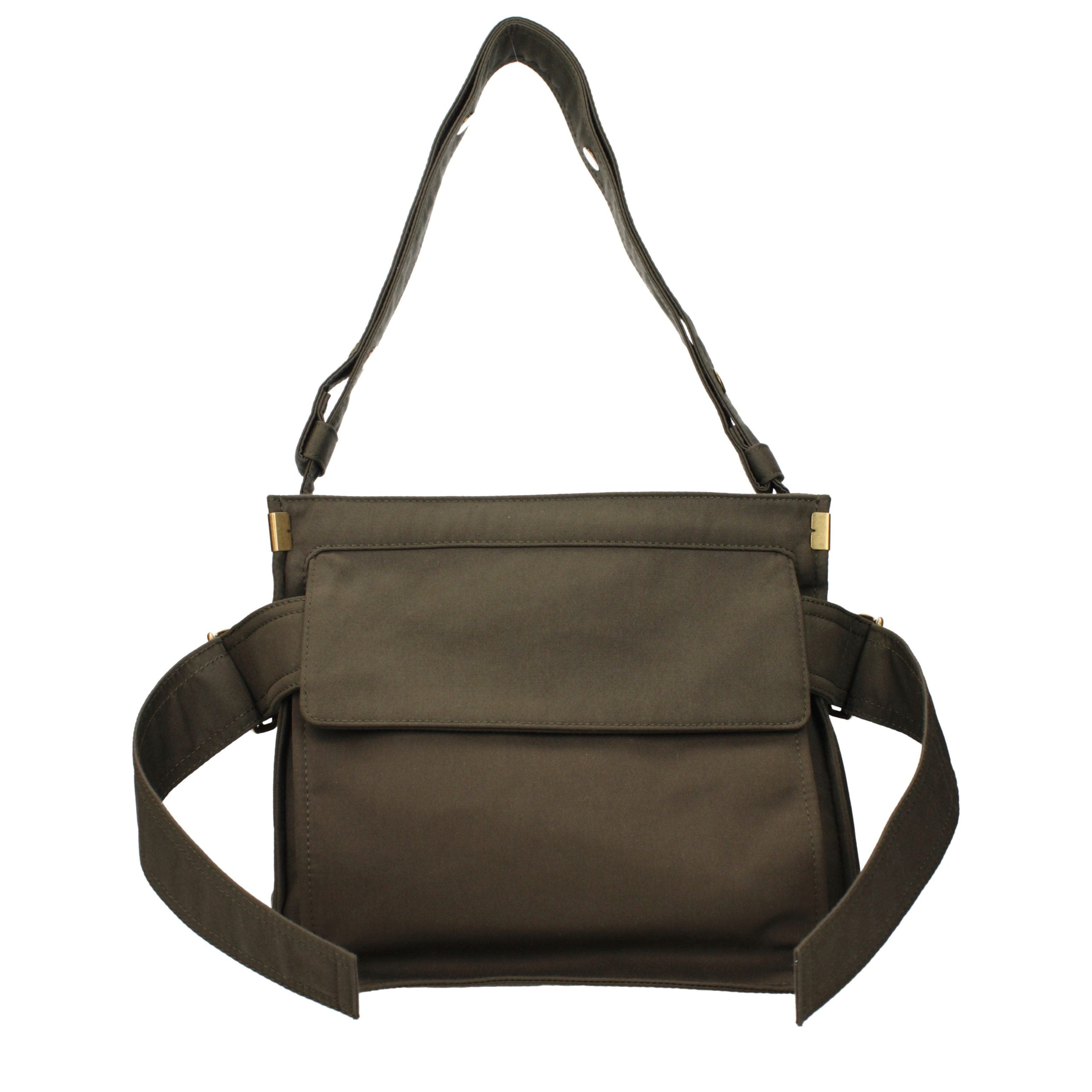 Burberry – Sac porté épaule en tissu vert avec logo frontal