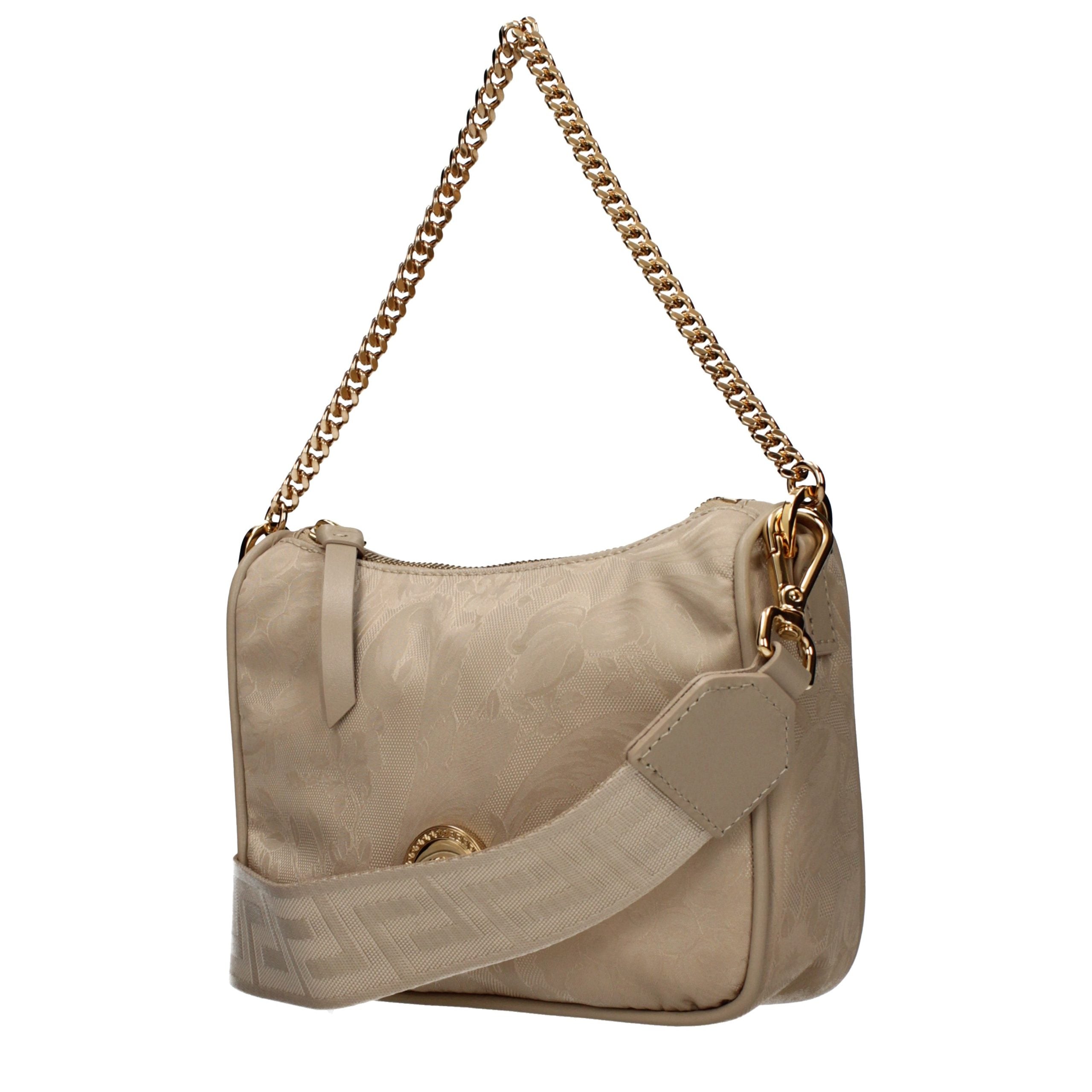 Versace – Sac à main en tissu beige avec bandoulière amovible