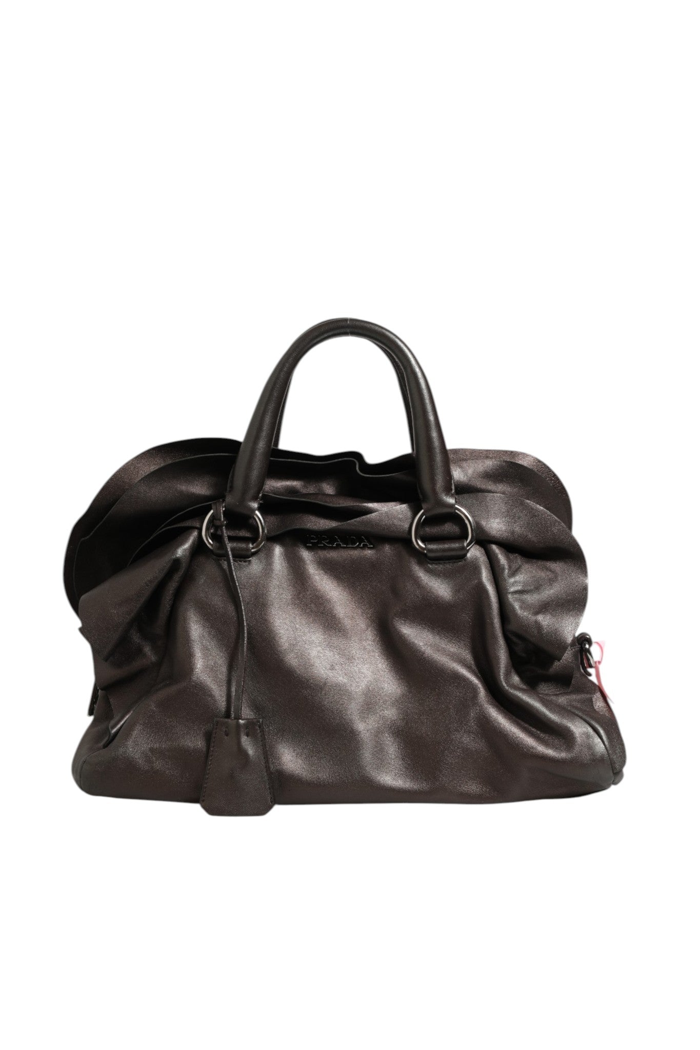 Sac porté épaule à volants en cuir nappa métallisé