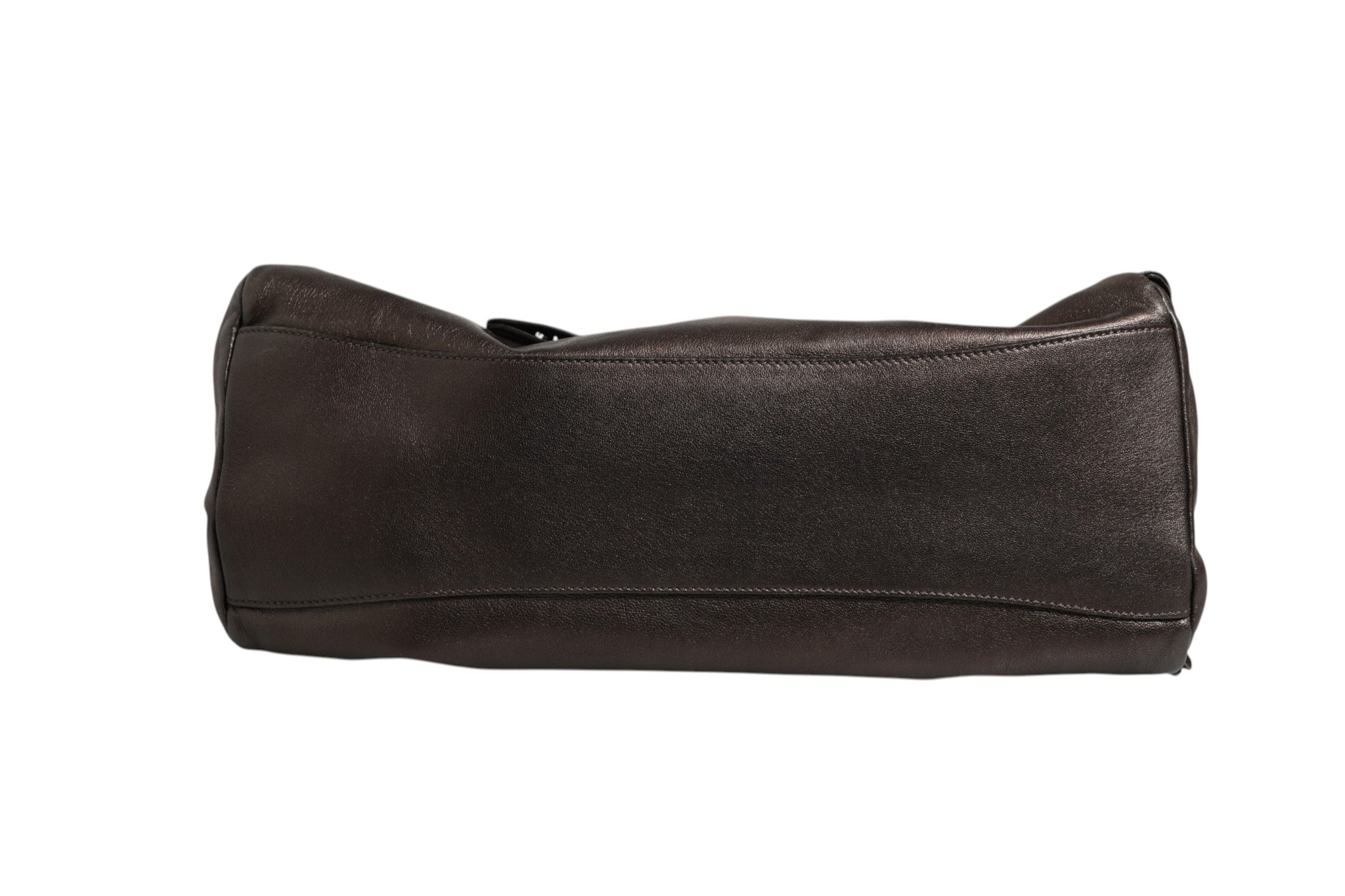 Sac porté épaule à volants en cuir nappa métallisé