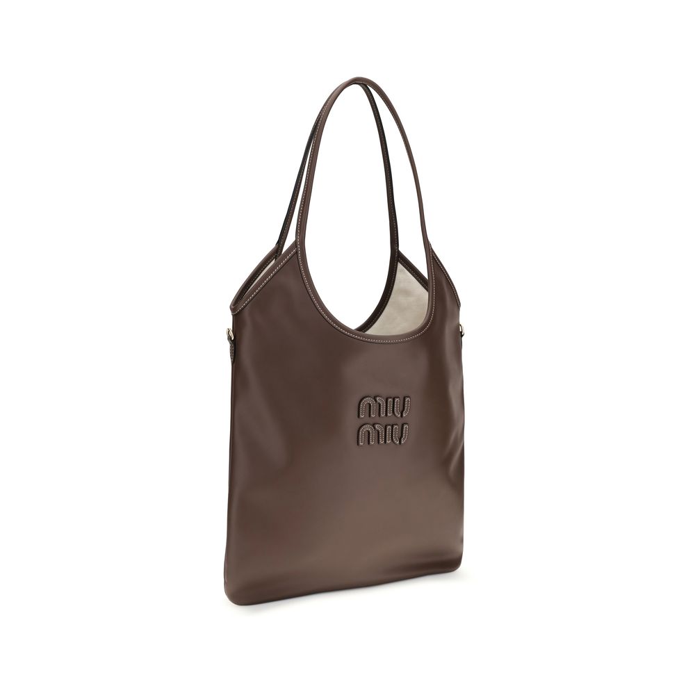Miu Miu – Sac porté épaule Ivy en cuir avec surpiqûres contrastées