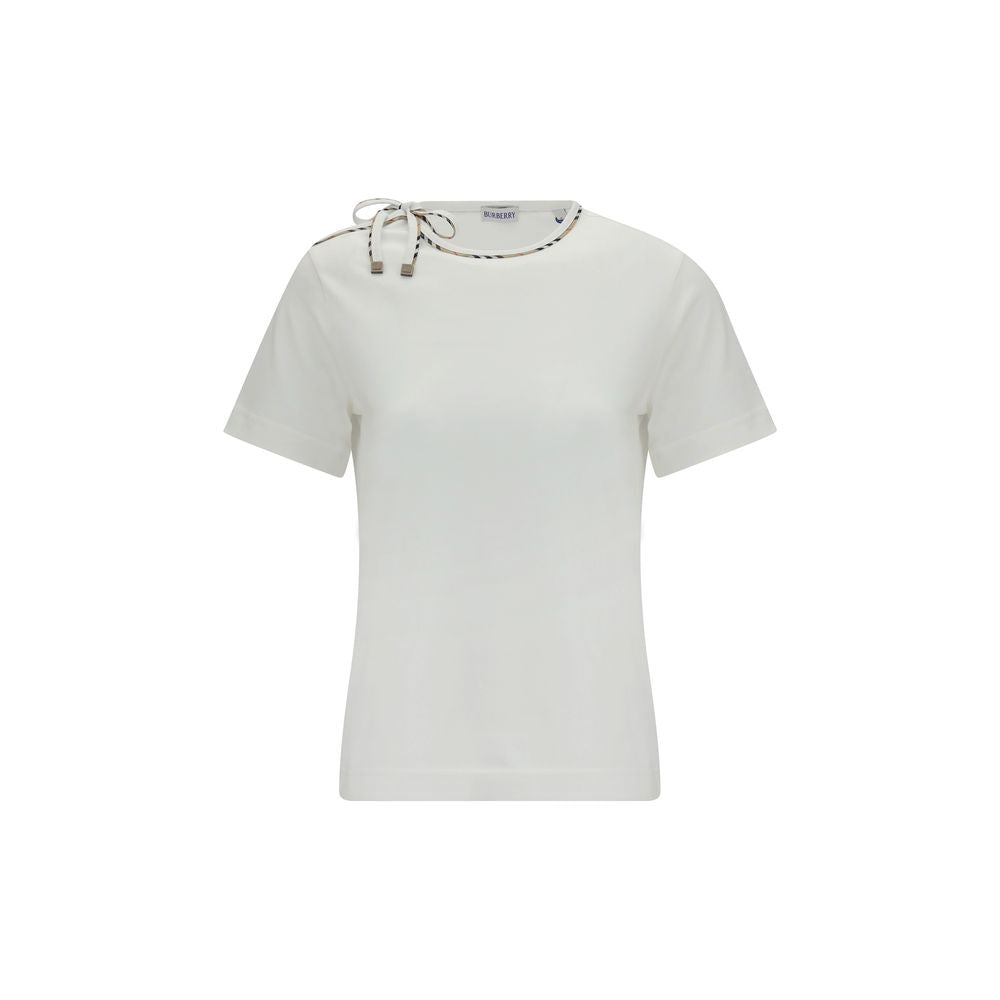 Burberry – T-shirt en coton côtelé avec détails lacés