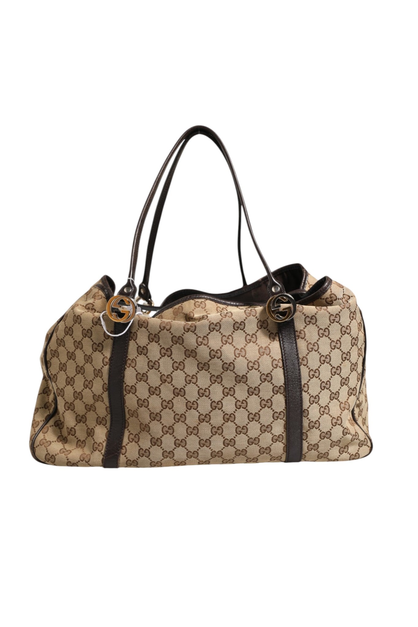 Sac cabas Twins Medium en toile beige et noire