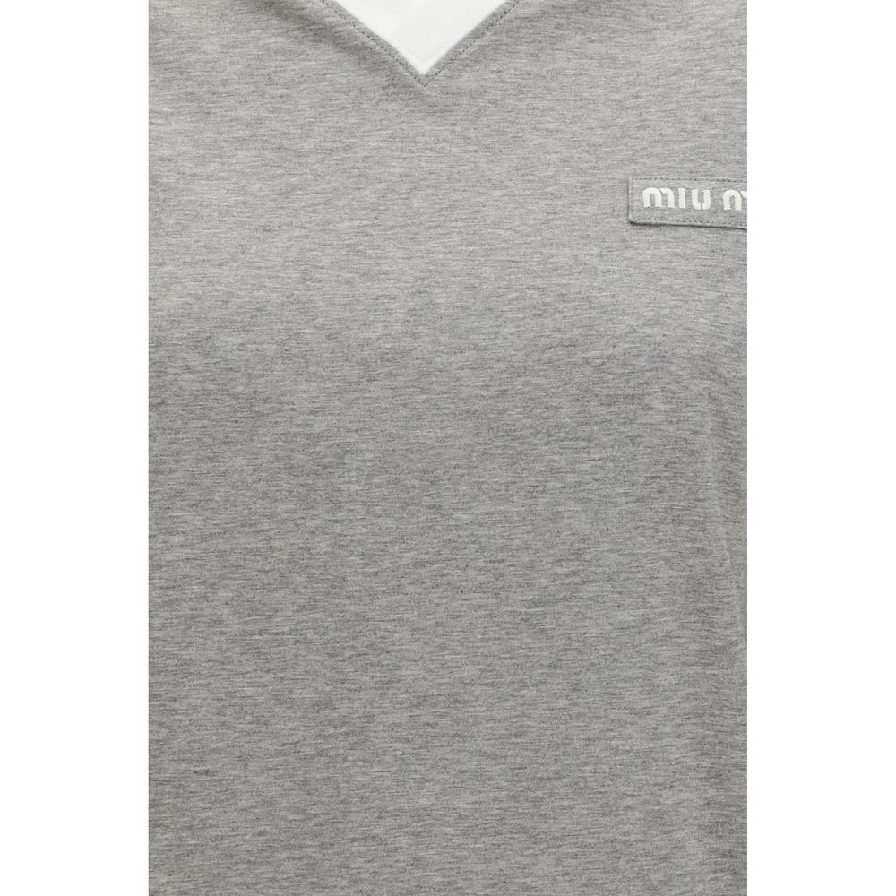 Miu Miu – T-shirt manches longues en coton avec col polo