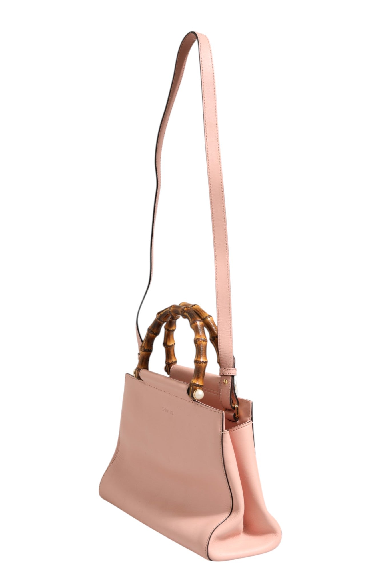 Sac à poignée supérieure Nymphaea Small en cuir de veau rose et blanc