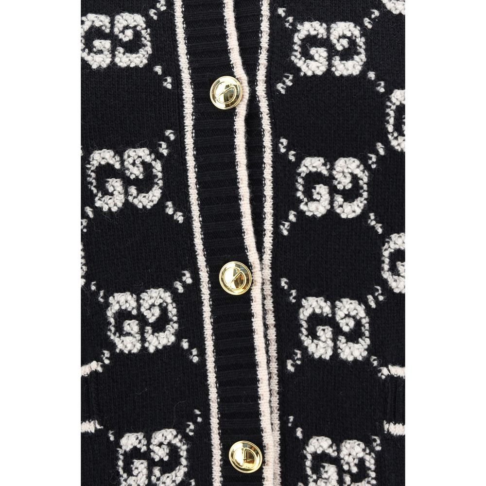 Gucci – Cardigan en laine avec boutons bijoux et logo brodé
